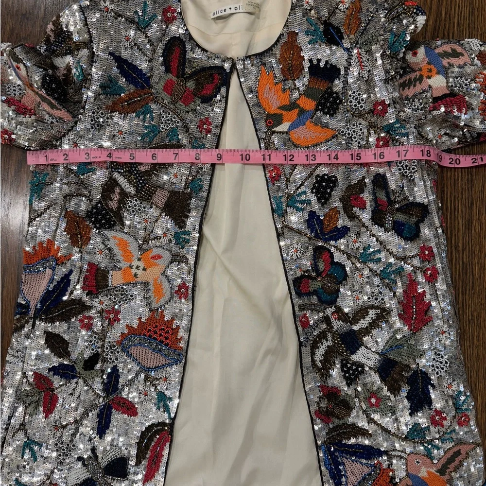 Alice + Olivia Rory Beaded Embellished Jacket Bird Long  Coat Size S $1095 - Picture 5 of 11